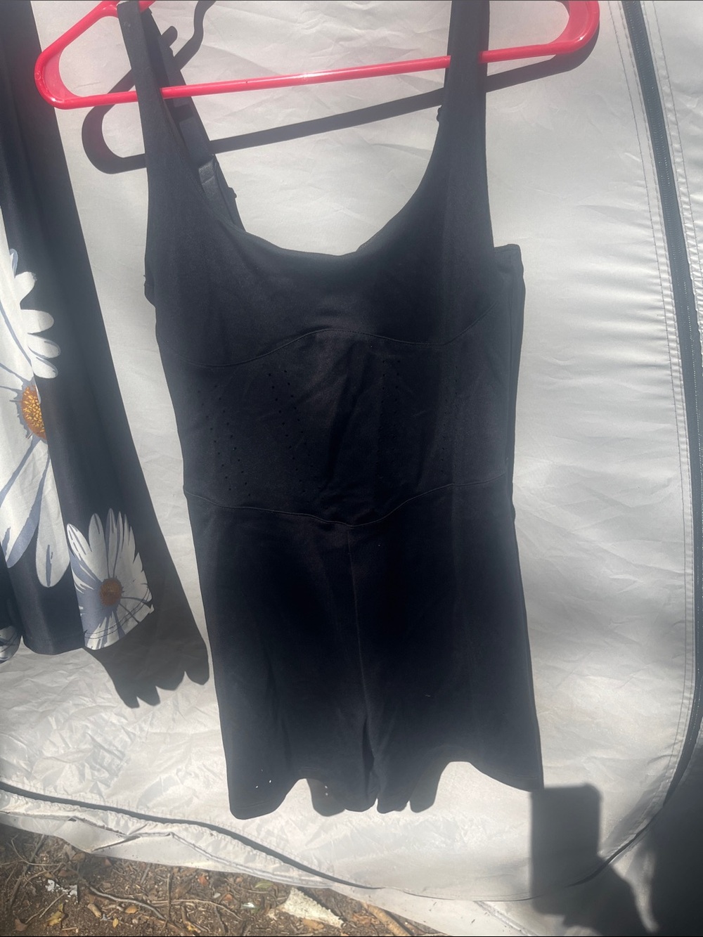 Victoria's Secret Black Sleeveless Scoop Romper with Perforated stretch, onesie